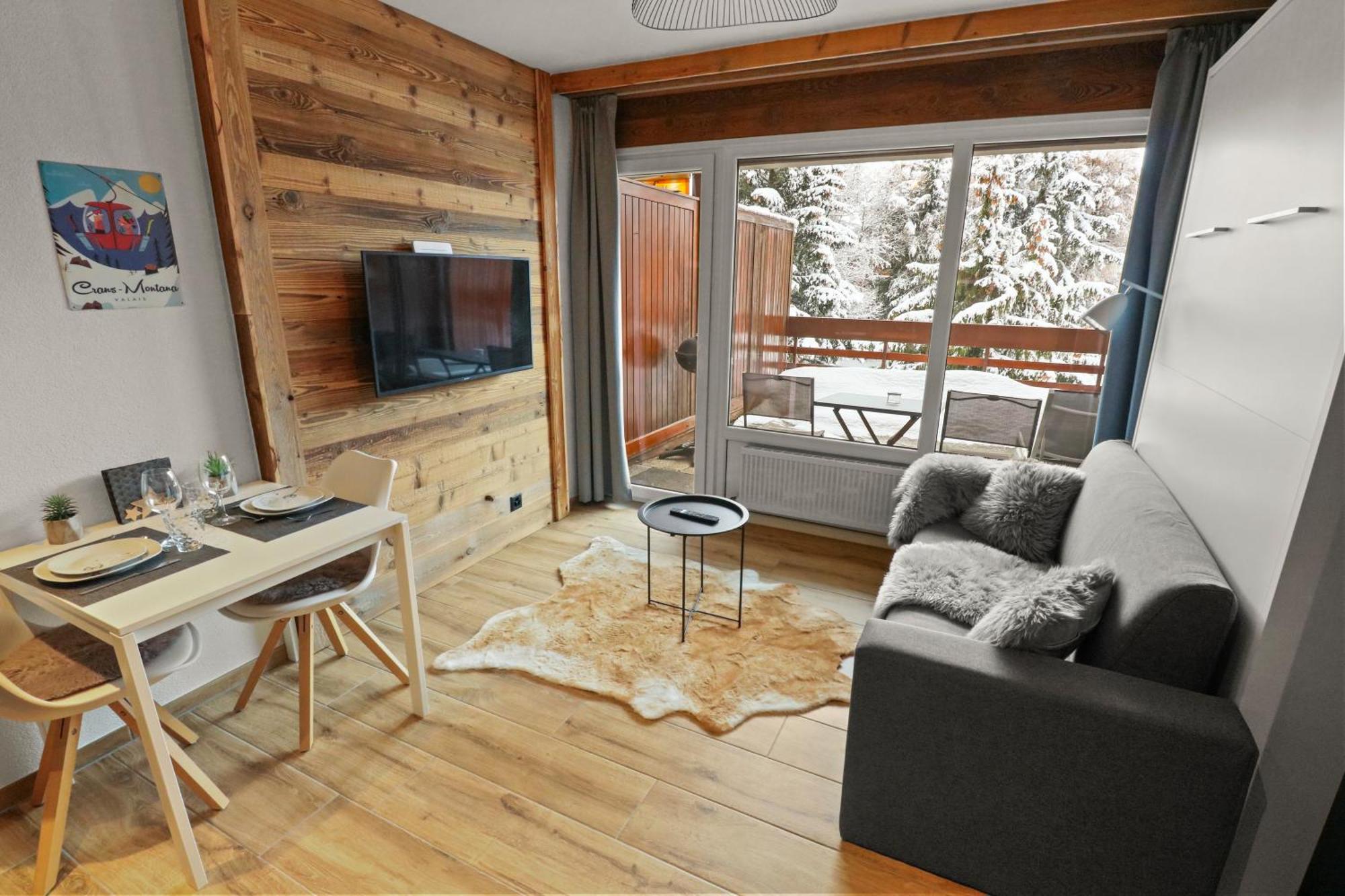 Joli Studio Avec Parking Gratuit Crans-Montana Ngoại thất bức ảnh